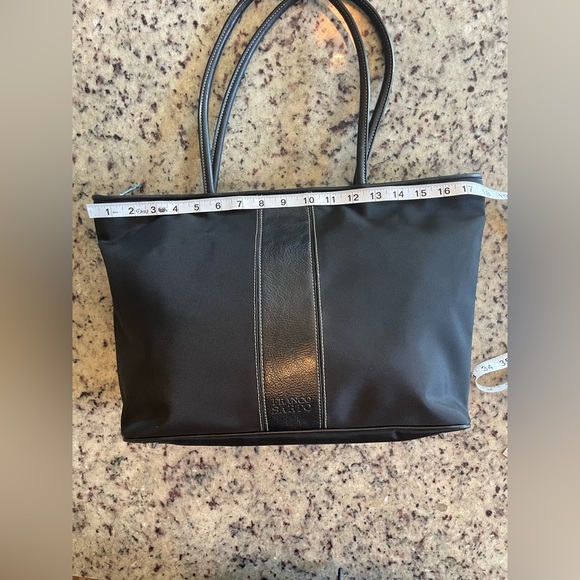 New Black genuine Leather and Canvas large Tote Bag - Picture 4 of 7